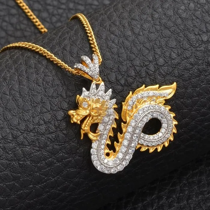 Collier Dragon Strass Doré – Image 4