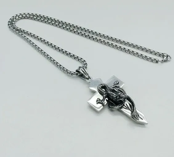 Pendentif Dragon Croix Mémorielle (Acier) – Image 2