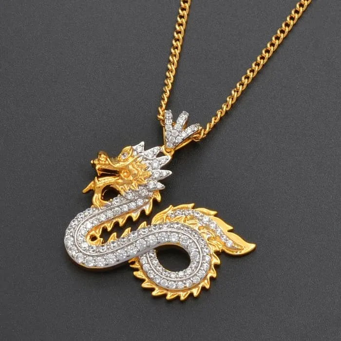 Collier Dragon Strass Doré – Image 3