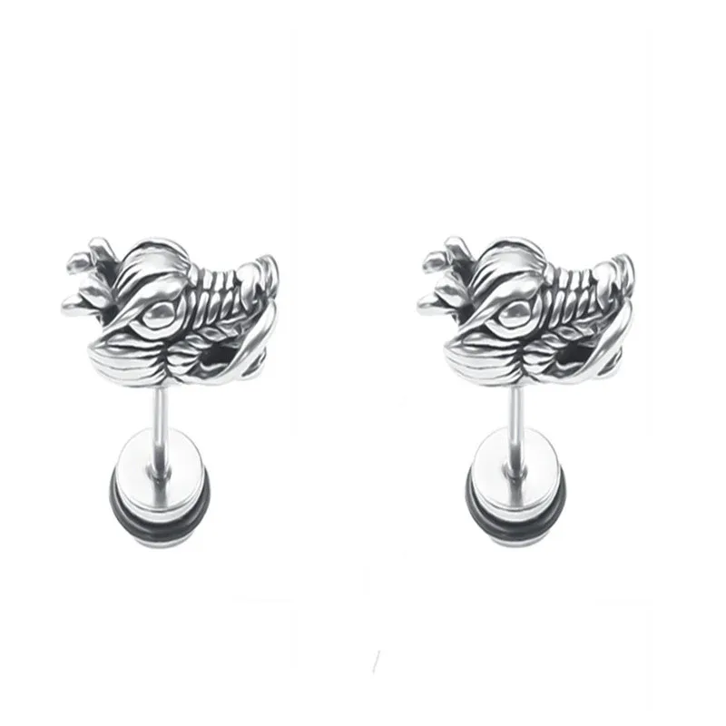 Boucles d'Oreilles Dragon Buffle Culbuteur (Acier) – Image 3