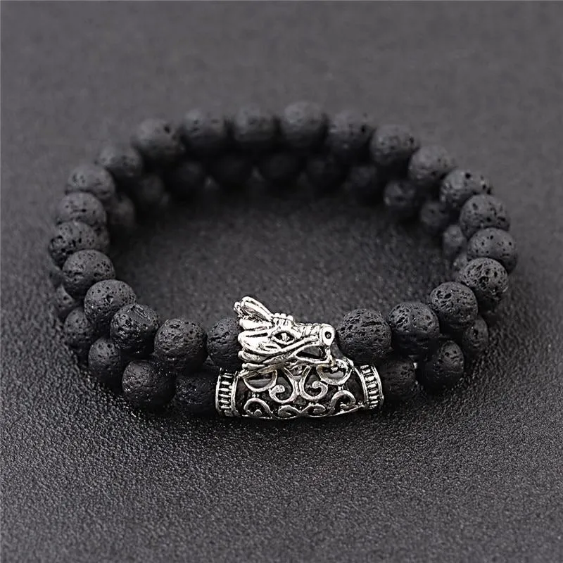 Bracelet Tête de Dragon Pierres Naturelles – Image 2