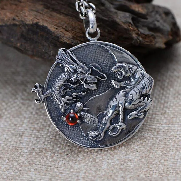 Pendentif Dragon & Tigre (Argent) – Image 2