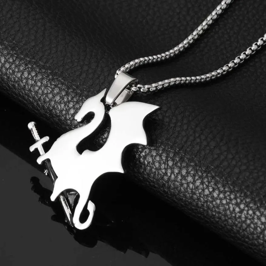 Pendentif Dragon Chevalier Valeureux (Acier) – Image 3