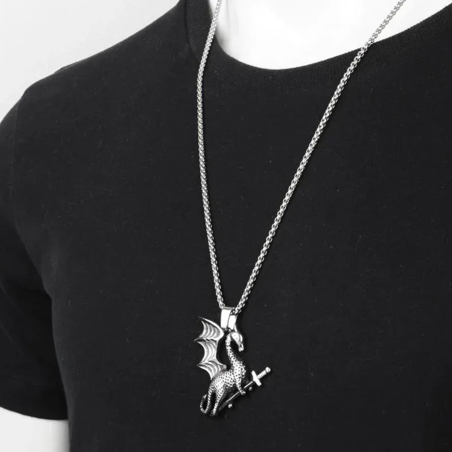 Pendentif Dragon Chevalier Valeureux (Acier) – Image 2