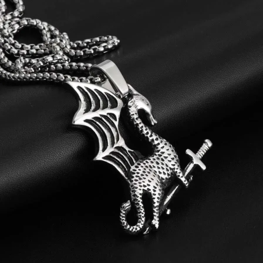 Pendentif Dragon Chevalier Valeureux (Acier) – Image 4