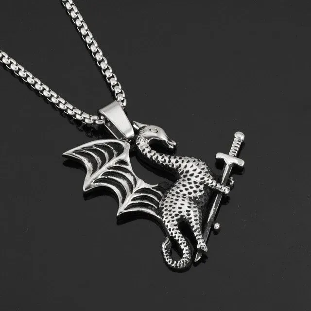 Pendentif Dragon Chevalier Valeureux (Acier) – Image 5