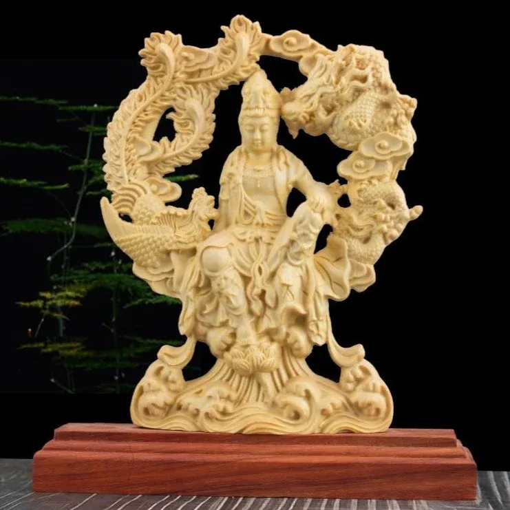 Statue Dragon Bois Massif – Image 2