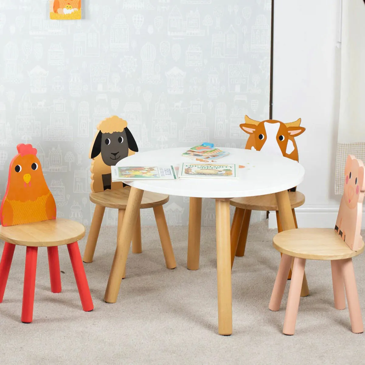 Table animal de la ferme en bois – Image 3
