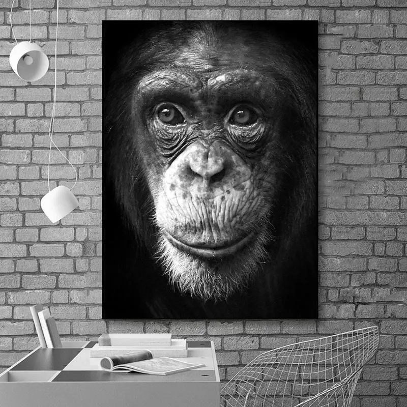 Tableau singe noir et blanc – Image 3