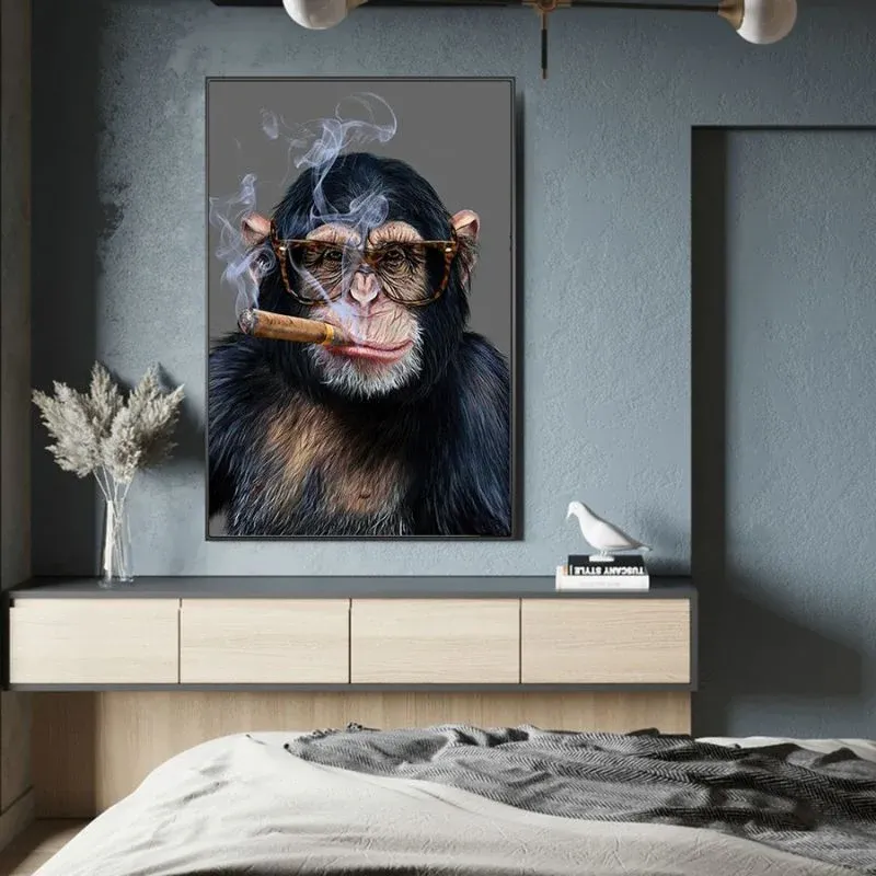 tableau singe qui fume – Image 4