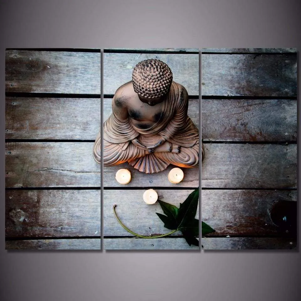 Toile Bouddha effet bois – Image 4