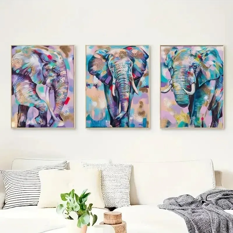 Tableau triptyque éléphant – Image 2