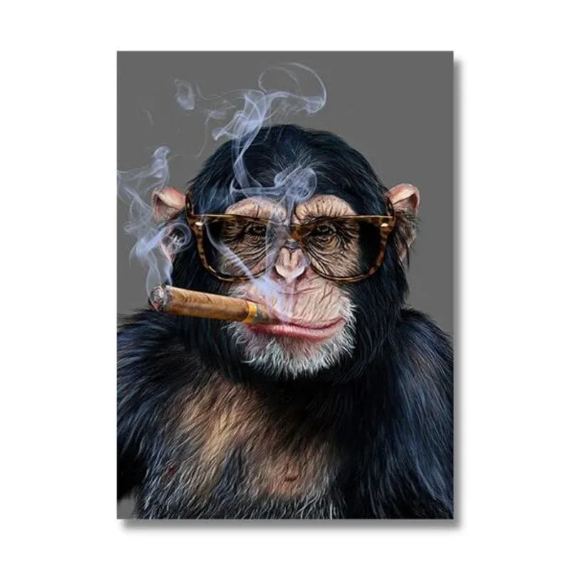 tableau singe qui fume – Image 2